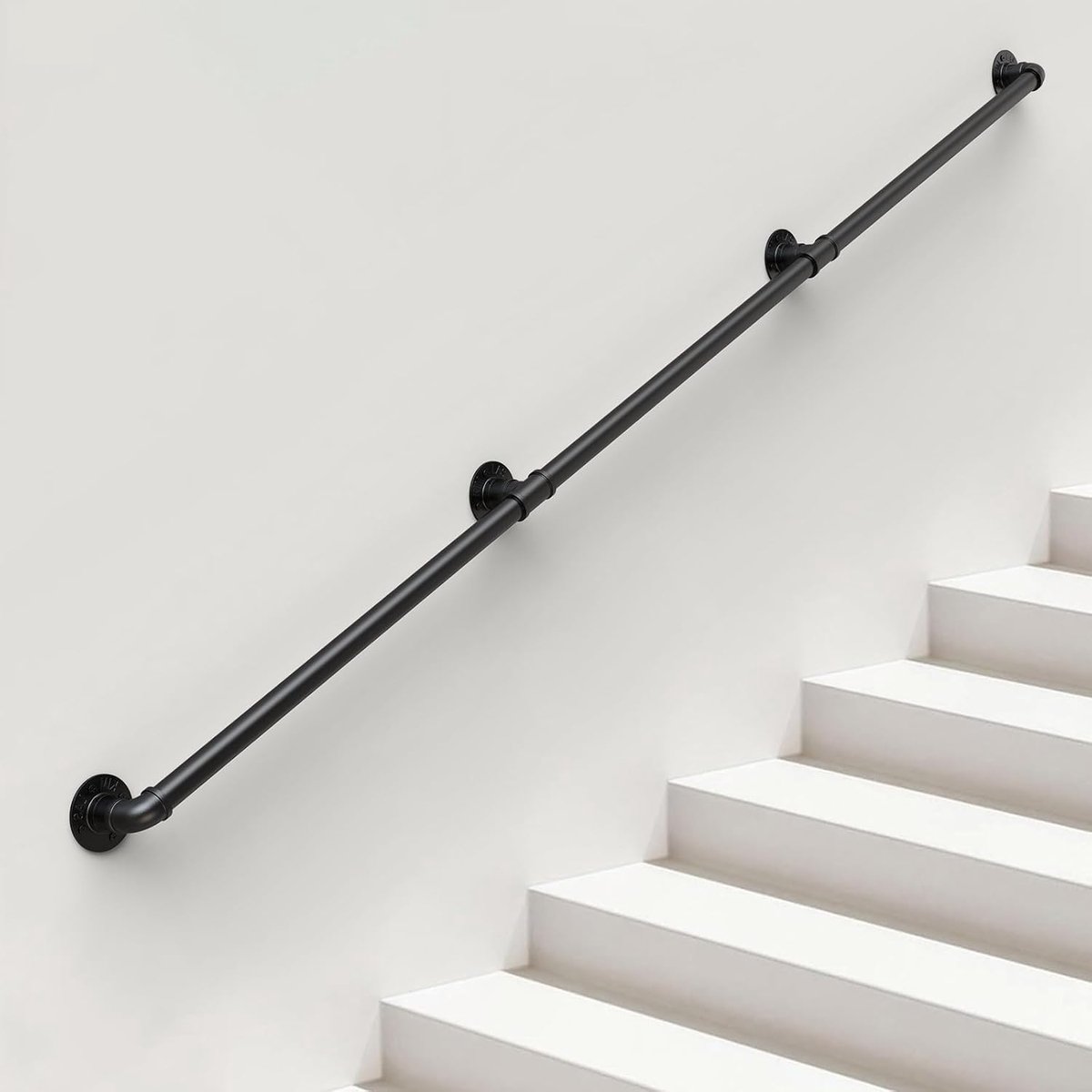 300cm IJzeren handloop, Zwart trappen handloop, Gelanding, trap | Handicapped en oudere mensen veiligheid schuifvaste trap handloop,voor badkamer toiletten Indoor Outdoor handloops