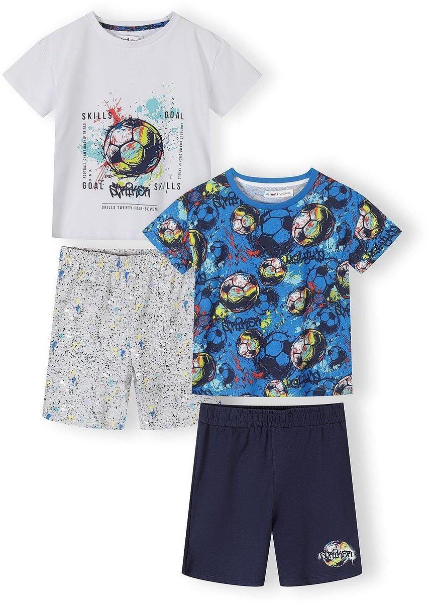 Minoti pyjama jongens 2-pack voetbalprint - korte mouw