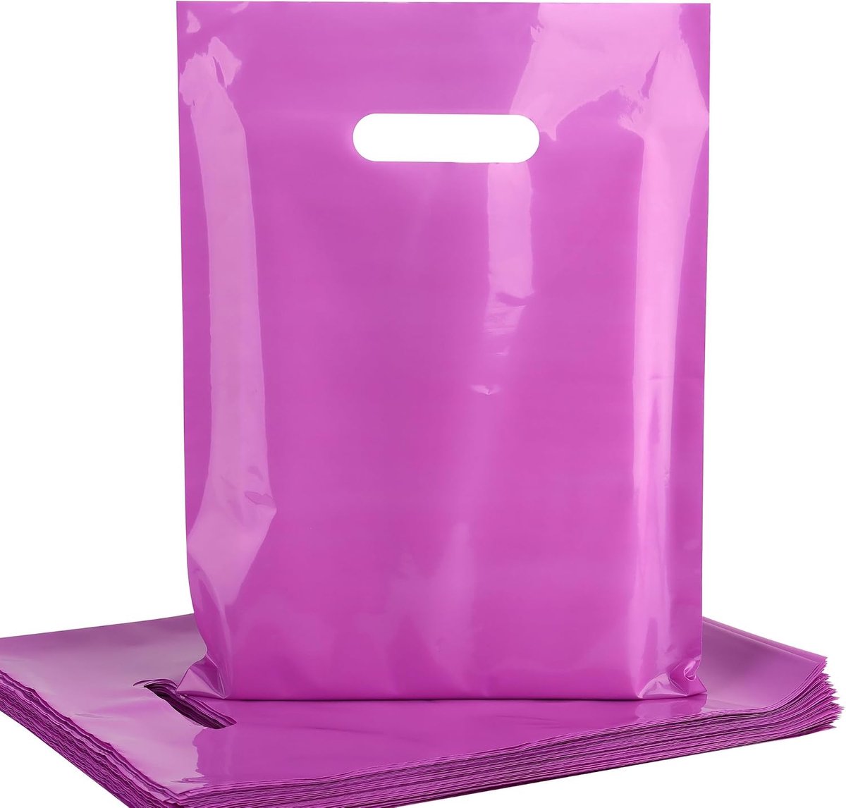 9x12 paarse plastic zakken met handgrepen 100 stuks | Retail Shopping Bags Bulk voor Gift Wrapping, Party Favors, Verjaardag, Kleine Bedrijven & Winkel