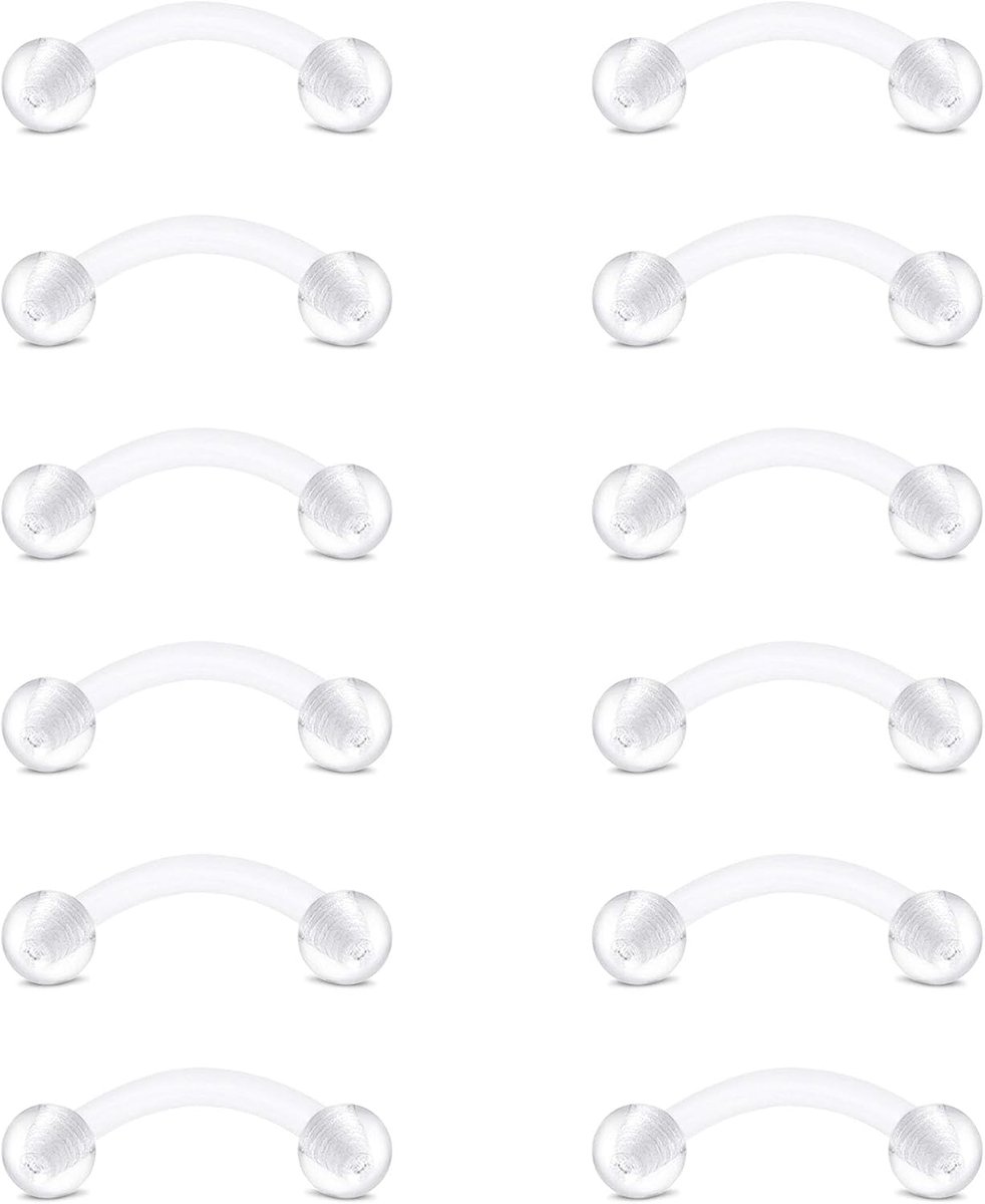 14g 16g Gebogen Barbell Piercing Sieraden 1.2mm 1.6mm 8/10mm Plastic Navelpiercing Retainers Onzichtbare Lip, Tragus, Cartiliage, Helix