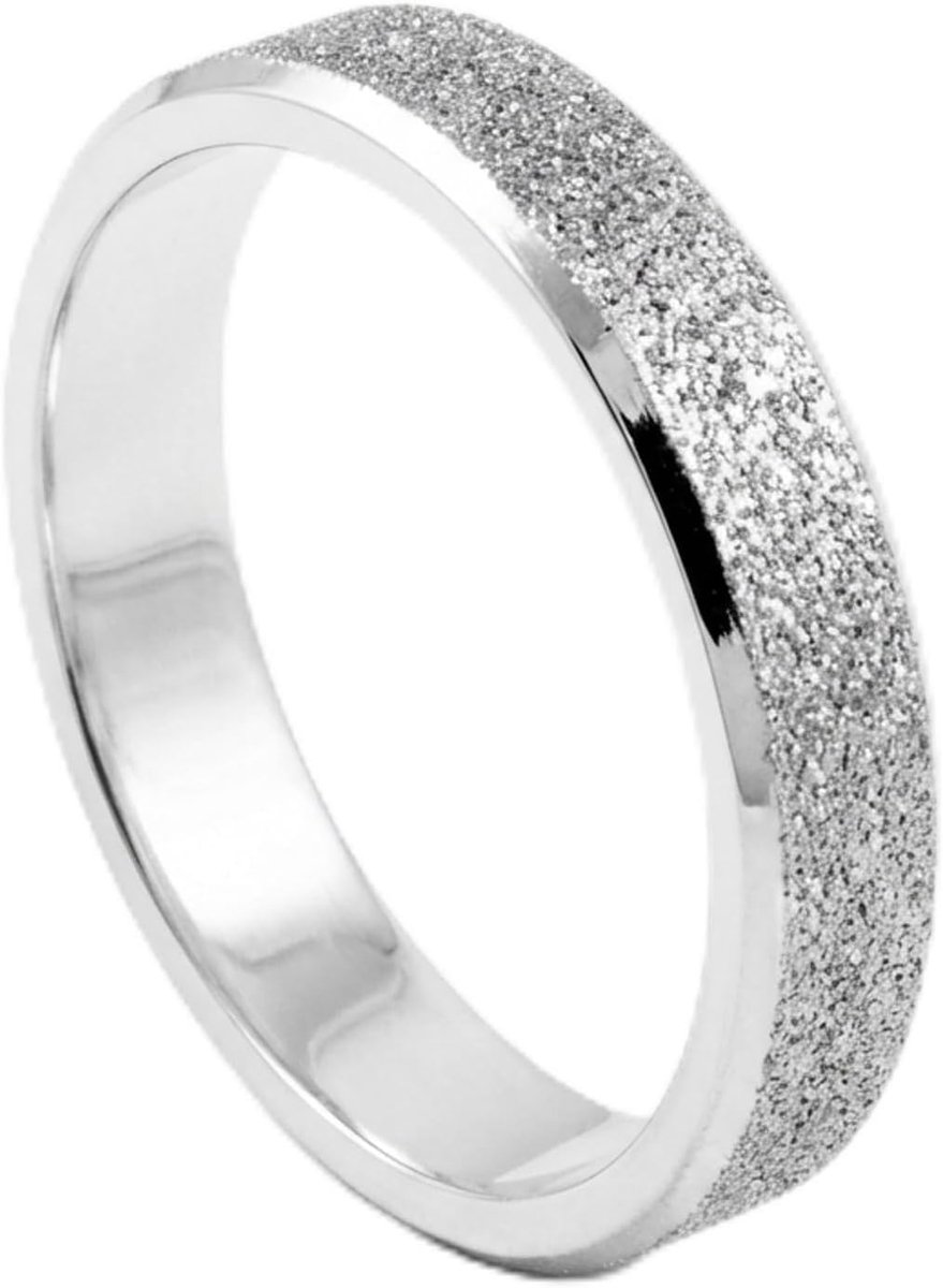 meditoys · Ring van roestvrij staal voor dames · roestvrijstalen ring met gezandstraald middendeel · schuine rand · klassiek sieraad voor elke gelegenheid · breedte 5 mm