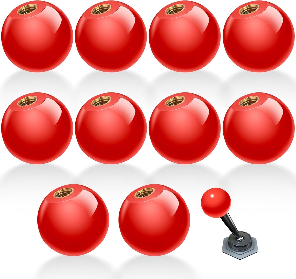 10 Stuks M4*16mm Rood Bakeliet Bal Handvat,Kogelgreepknop,Bakeliet Hendel Knop met Ingebouwde Koperen Schroefmoe,Bakelieten Kogelhendelknop voor Grasmaaiers Tractoren Diverse Werktuigmachines