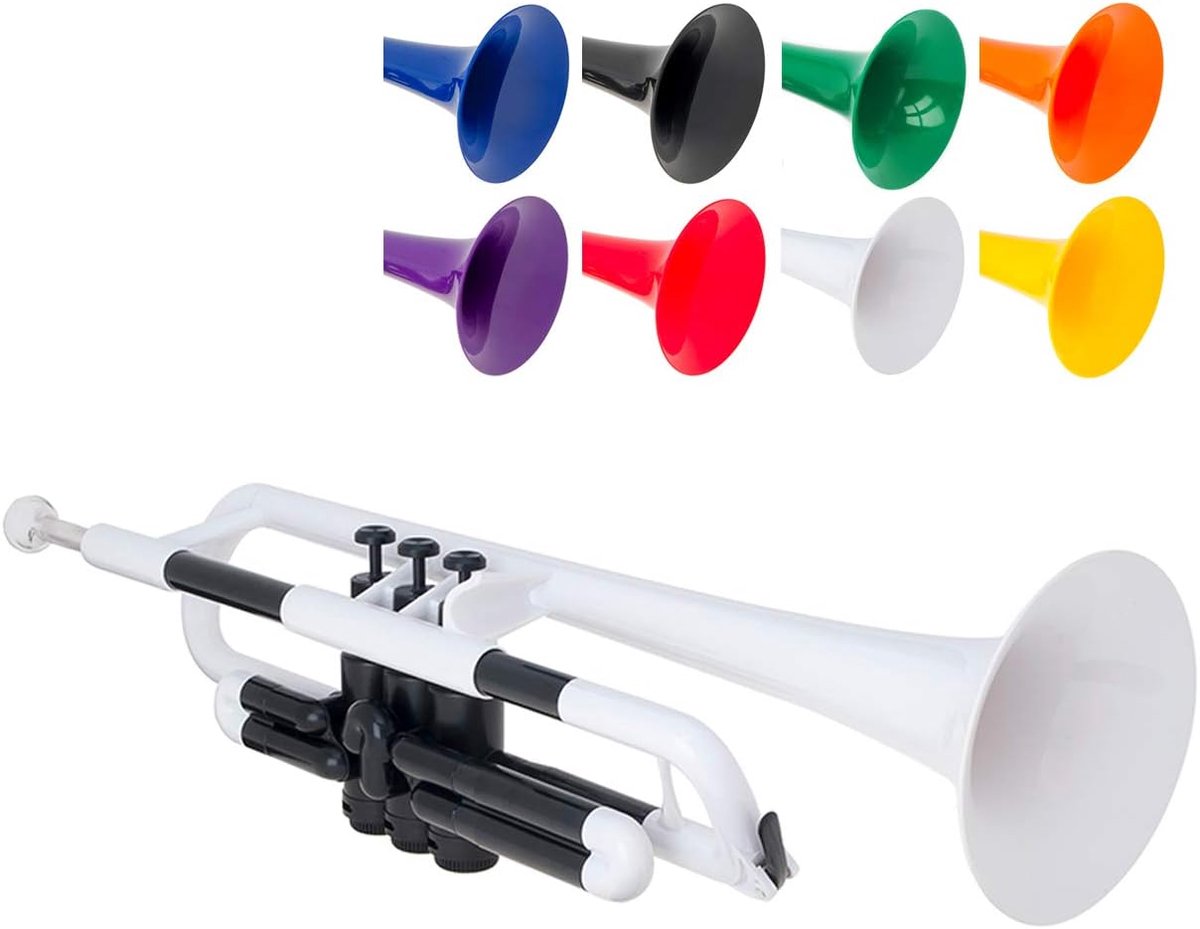 pTrumpet Plastic Trompet met 3C en 5C mondstuk en draagtas - Bb Student - Wit
