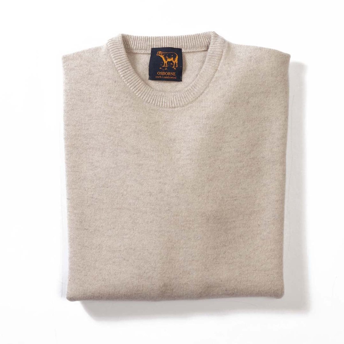 Osborne Knitwear Trui met ronde hals - Sweater heren in Lamswol - Pullover Heren - Clay - 4XL