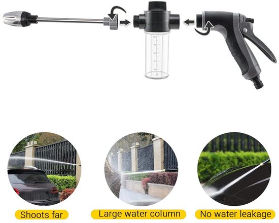 SnelShoppen - Hogedrukreiniger met Turbopistool, Verstelbaar Straalmondstuk, Multifunctionele Sproeilans voor Auto, Terras, Tuin, Huisdieren, Universe — afbeelding 4
