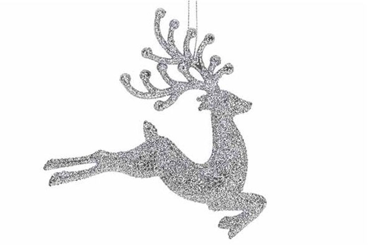 Hanger Deer Glitter Zilver 12xh12cm Kuns Tstof