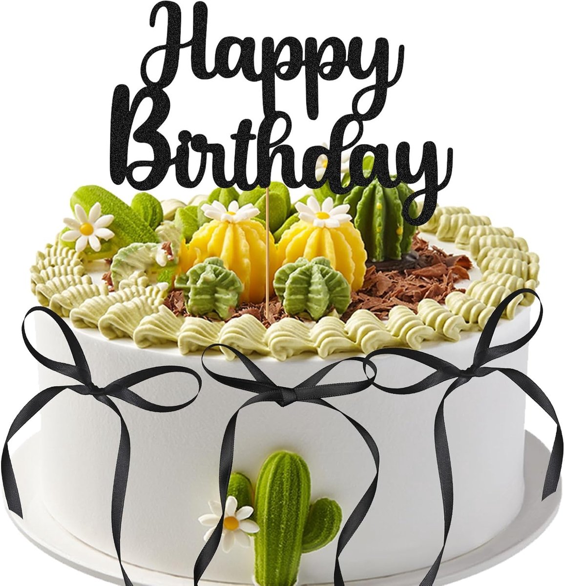 10 stuks zwarte strik taart topper rib met gelukkige verjaardag teken feest zwarte strik thema taart topper decoraties accessoire voor meisjes vrouwen hart taart bruiloft verjaardag baby shower