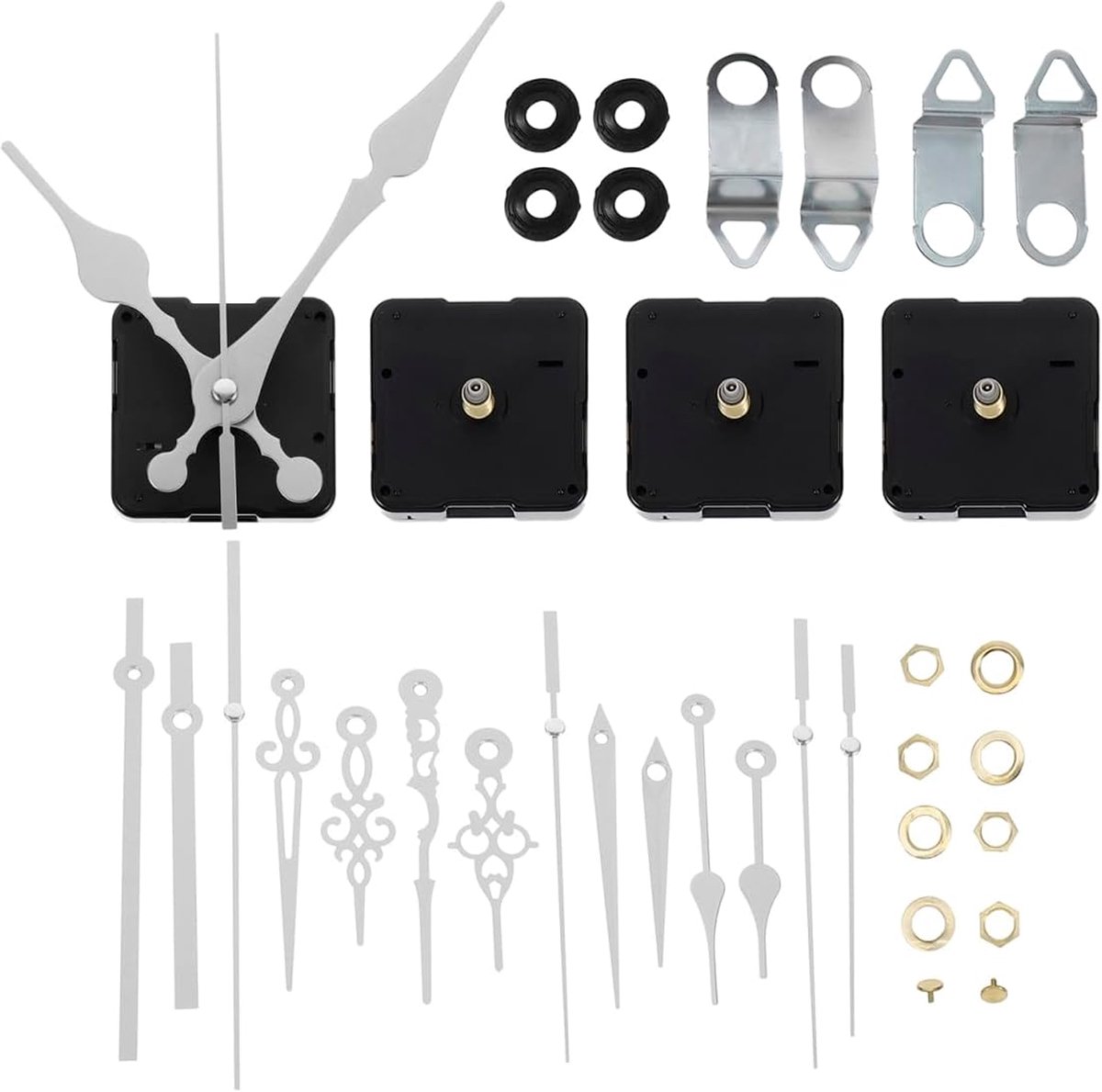 SnelShoppen - Wijzerplaat Wandklok Mechanisme 4 Sets DIY Kwartsuurwerk Vervanging Klok Onderdelen - Witte Klok Wijzers Set voor Klok Reparatie en Crea