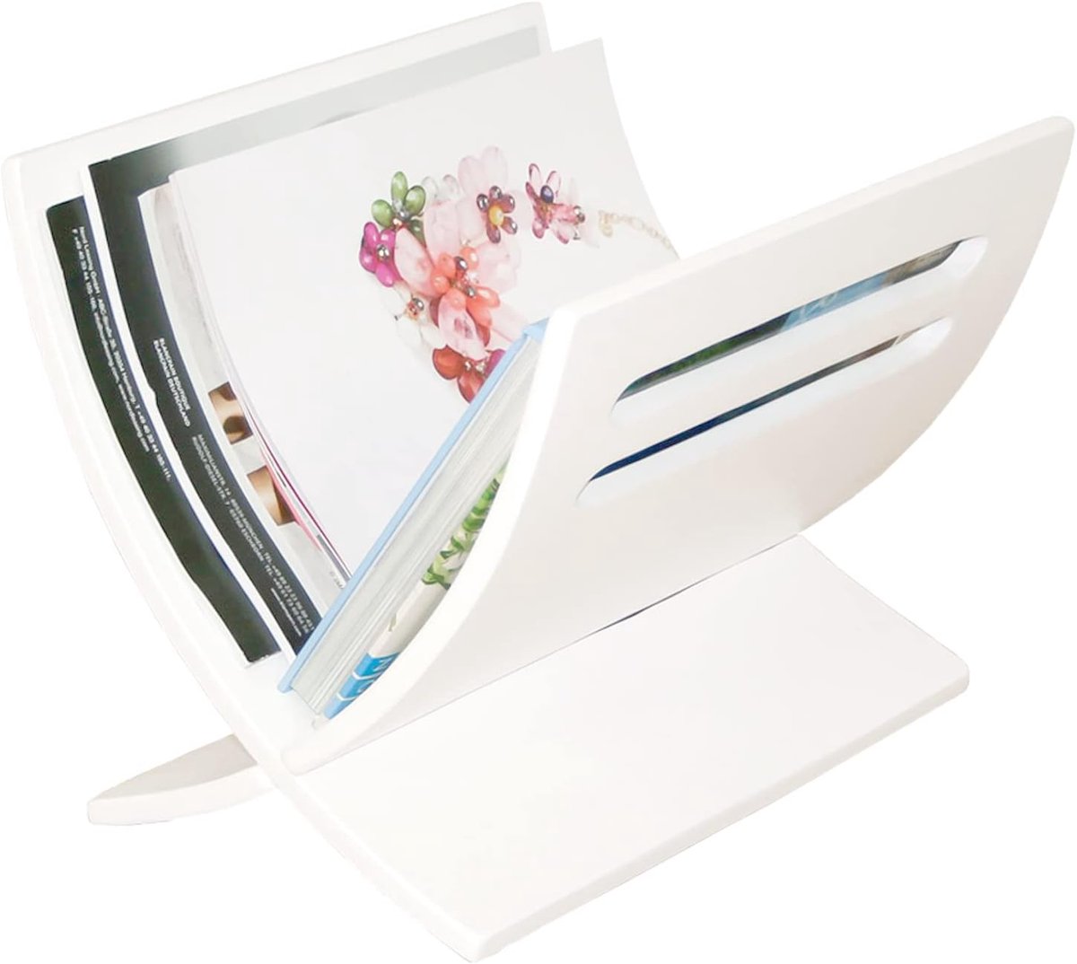 Houten Houder Tijdschriftenrek Wit, Enkel