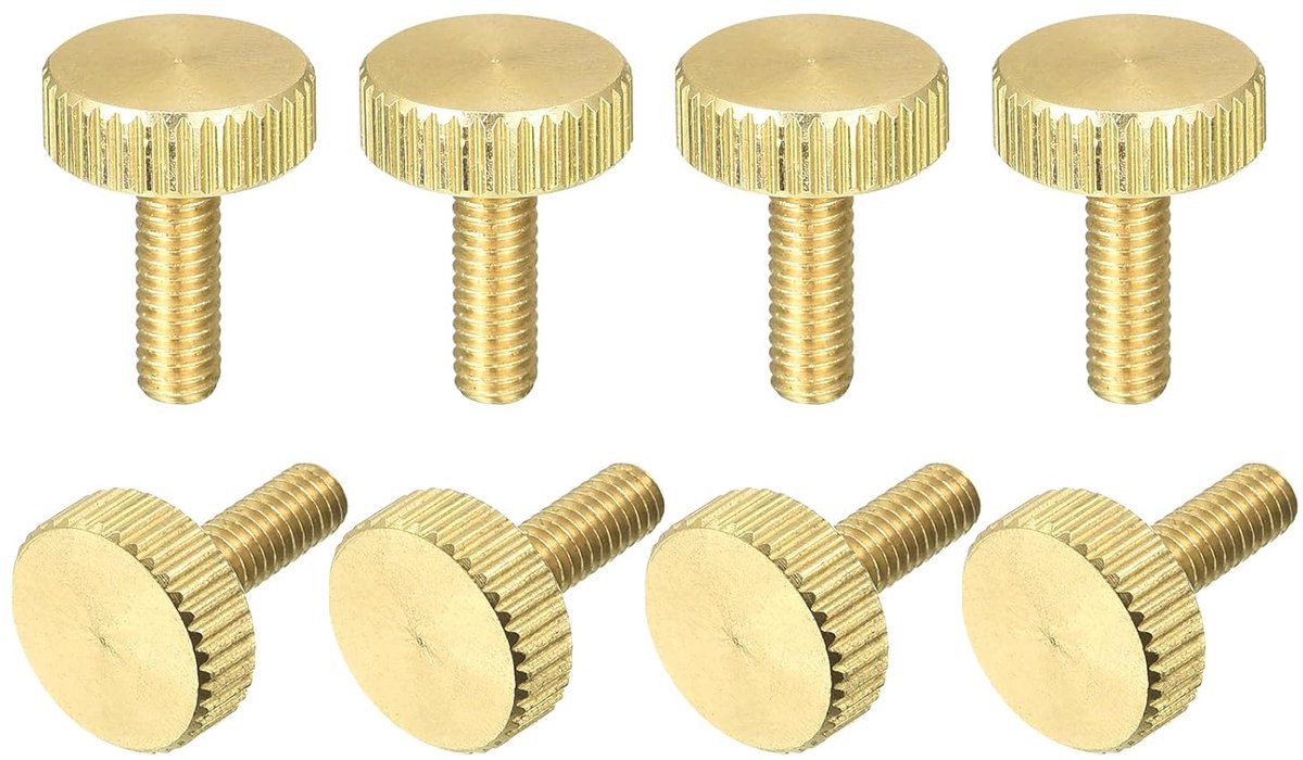 Sleufmoeren, platte messing schroeven M4 x 12 mm voor handgrepen, bevestigingen voor huis, elektronica, machines 8 stuks