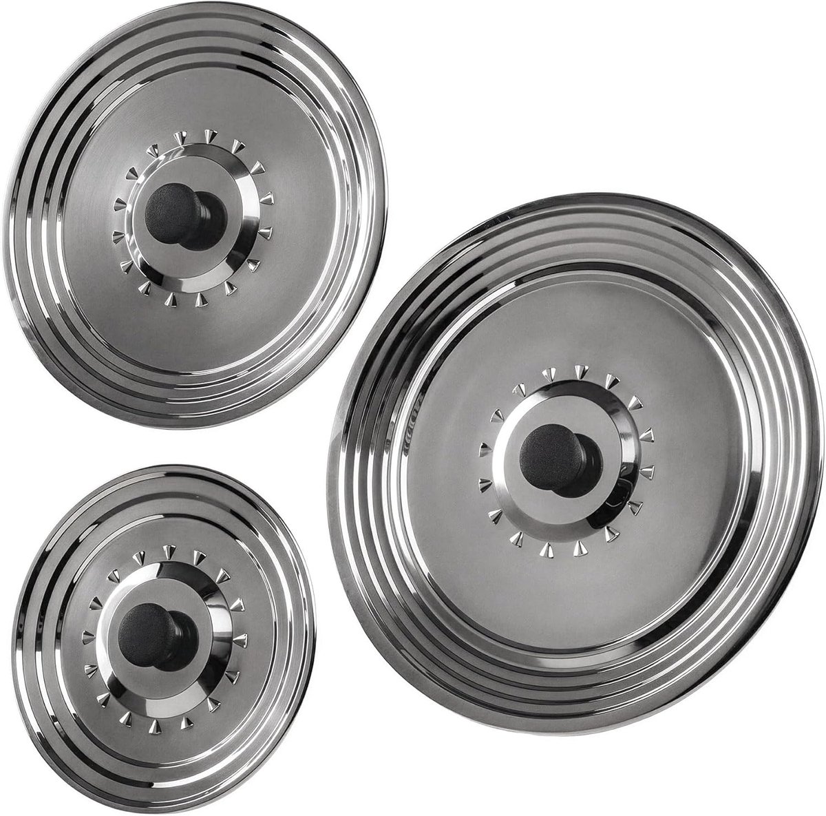 Panlids set van 3 - Universele deksels 15-31,7cm - Bespaar ruimte met 9-in-1 functies - SnelShoppen