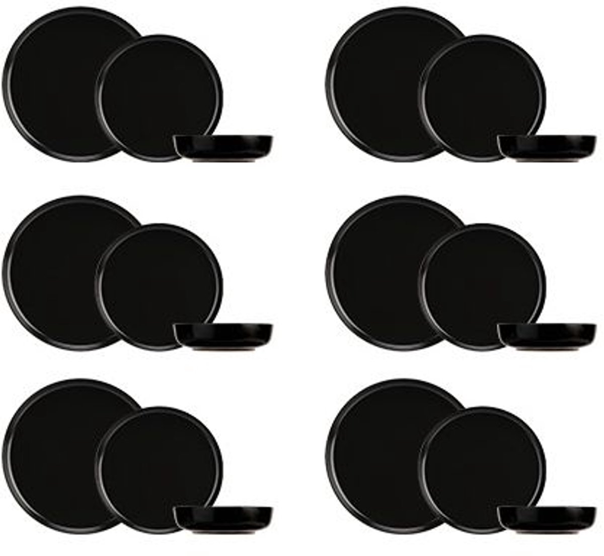 Baltic Black Set 18dlg 6xplat Bord-6xdiep Bord-6xdessertbord