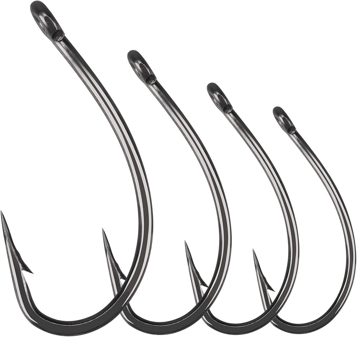 Haken met weerhaken, teflon gecoate oorhaken voor karperrigs, Wide Gape en gebogen shankk, karperhaken, maten 2, 4, 6, 8, 10, boiliehaken voor karpers, aanzitvissen, enkele haken