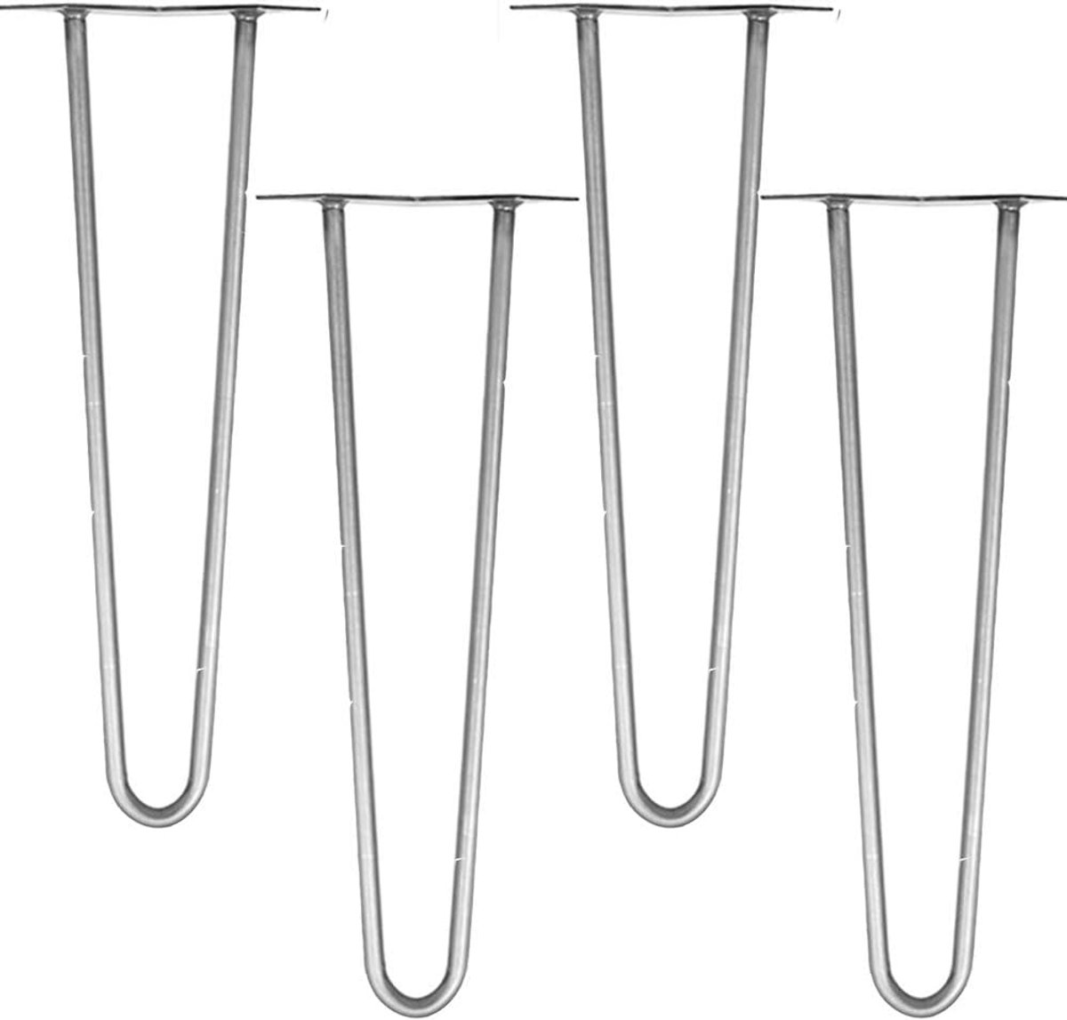 Poten van 12 mm staal, inclusief vloerbeschermer, hoogte 86 cm, 2 baleinen, staal, 4 stuks