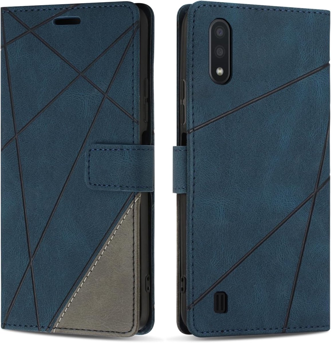 Hoesje voor Samsung Galaxy A10 / Galaxy M10, Premium Lederen Portemonnee Beschermhoes Telefoonhoesjes met Kaartenvakken Beschermhoesje voor Galaxy A10 / Galaxy M10, Blauw
