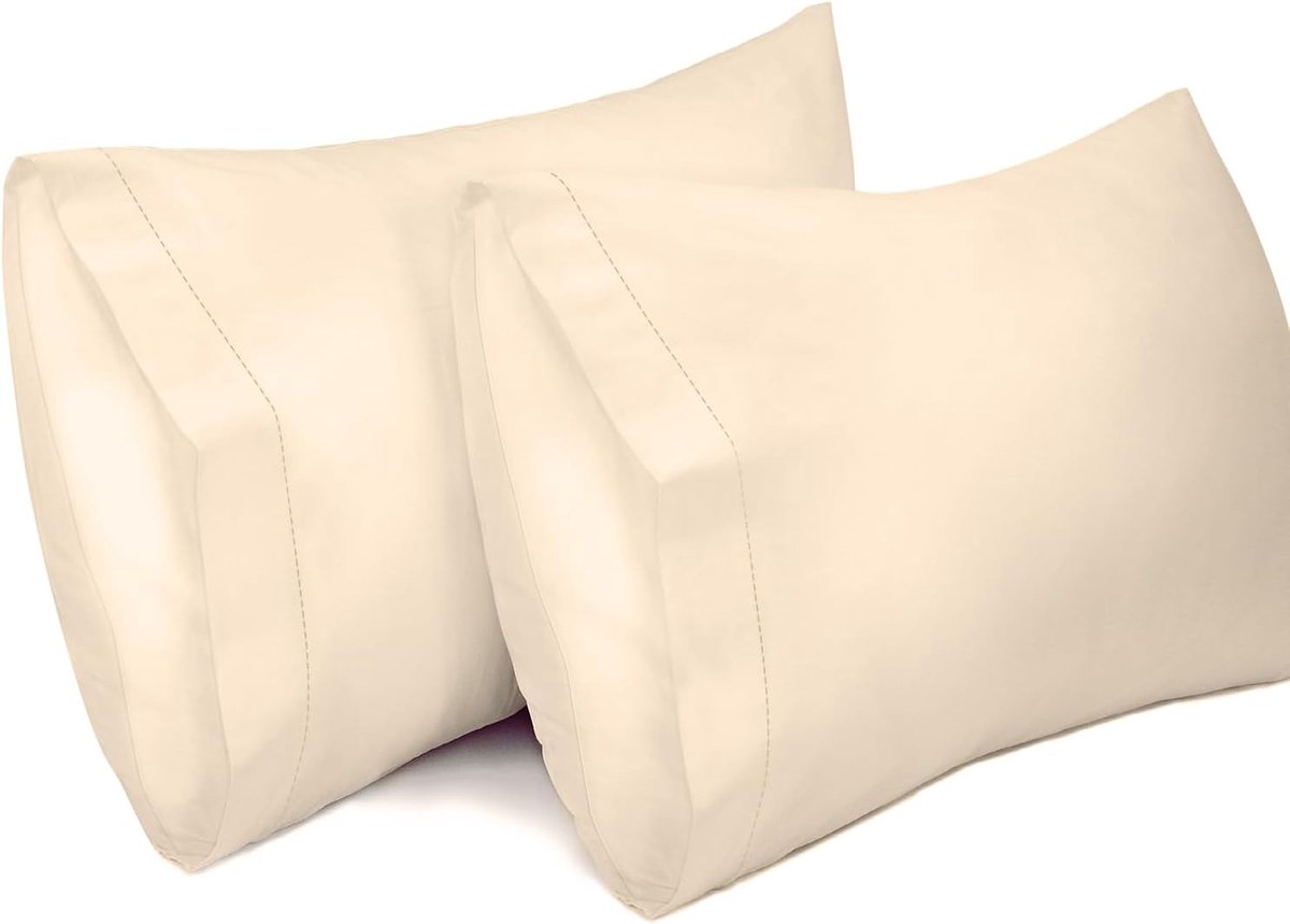 SnelShoppen - 2-Pack Kussenhoezen, 100% Katoen Ademend Kussenhoes, 30 x 50 cm, Crème Wit, Perfect voor Slaapkamer en Woonkamer