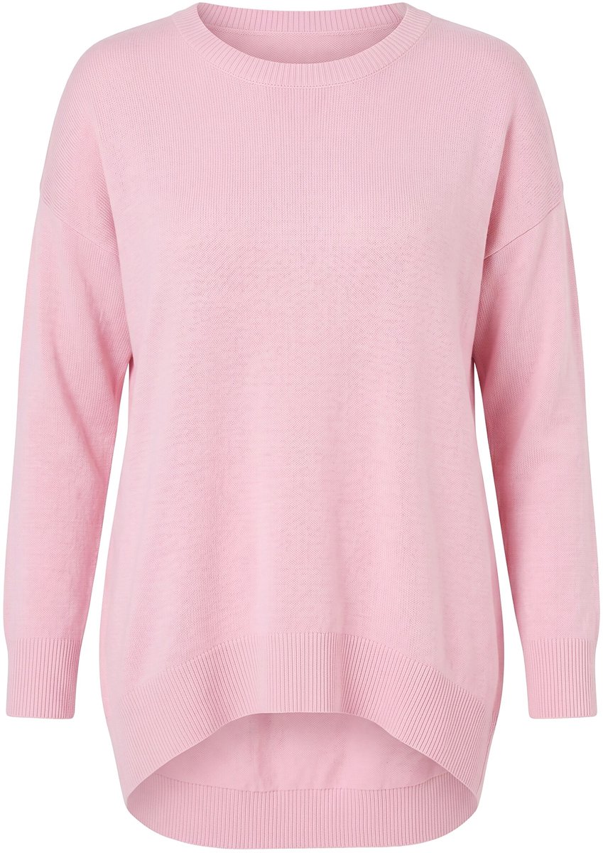MIAMODA - Dames - Trui loose fit ronde hals achterkant langer. - Oudroze - Maat 50+