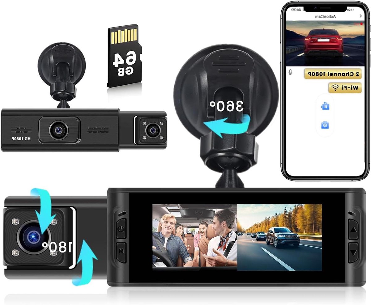 Dashcam met WiFi - Autocamera Rijcamera - Veilig Rijden - Dubbele Camera Opname - 3.16 Inch Scherm - Zwart