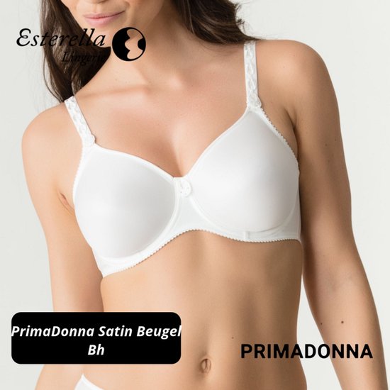 Witte PrimaDonna Satin Beugel Bh, met Esterella logo