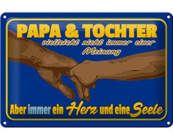 Blechschild Spruch 30x20cm Papa und Tochter ein Herz Seele