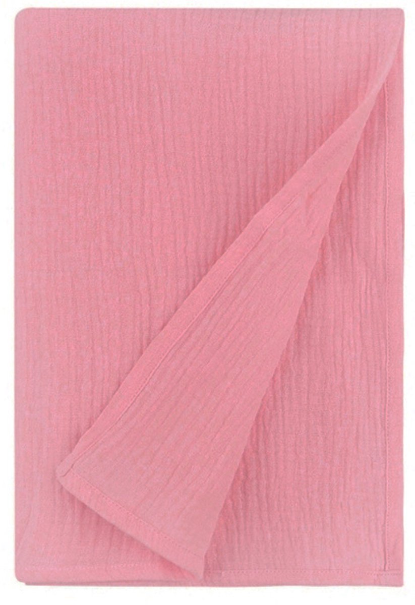 Babywikkeldeken, groot formaat 120*120 cm, ultrazacht en absorberend dubbellaags puur katoen, geschikt voor zowel jongens als meisjes, dunne deken/badhanddoek/wikkeldoek,roze