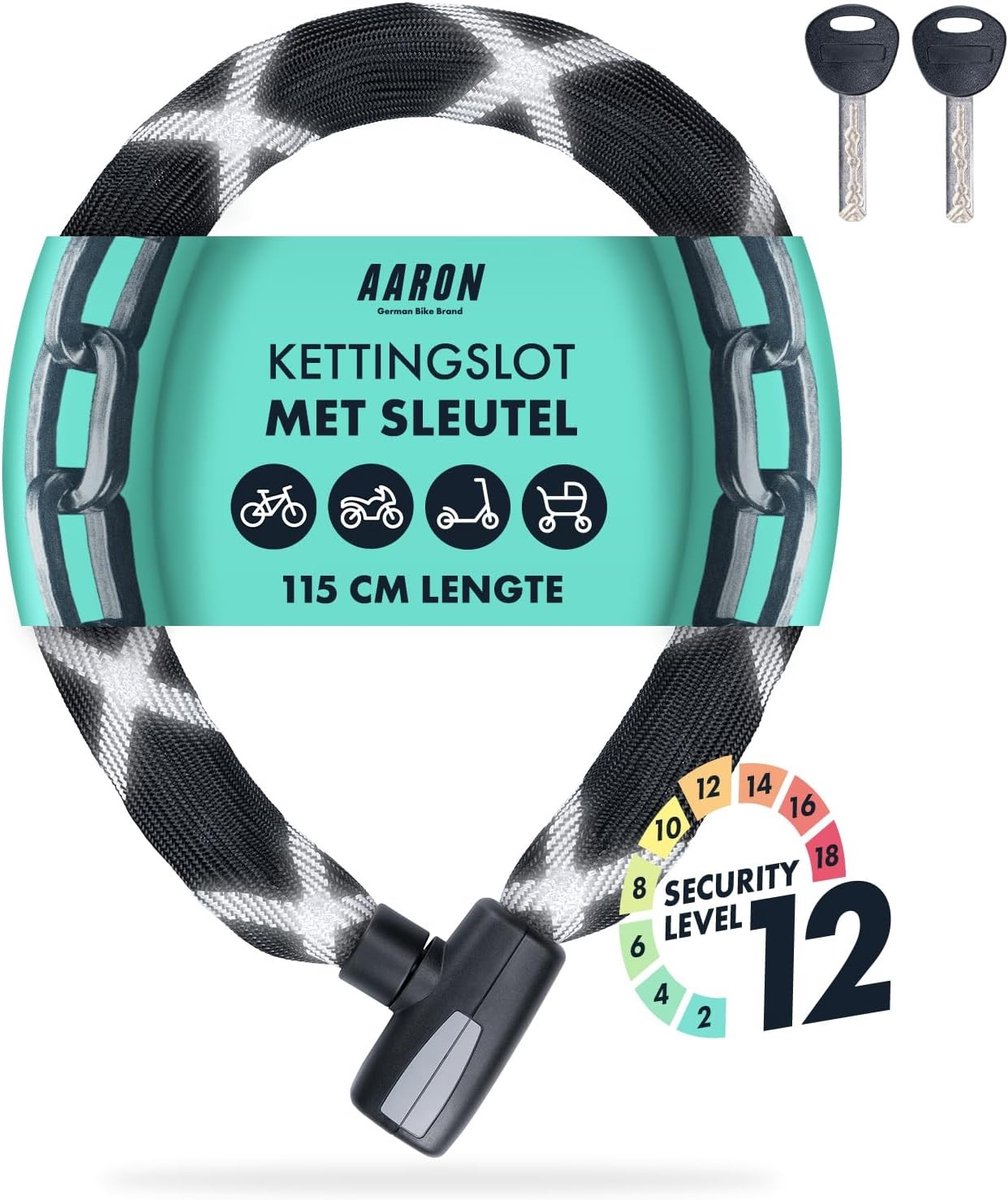 Tankfietsslot met sleutel - Staal - Hoog veiligheidsniveau - Scheurbestendige hoes - Voor Fiets en Motor