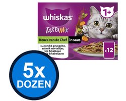 5x Whiskas - 1+ Pouch Adult Saus Selectie Van De Chef Multipack (12x85g) - Kattenvoer Natvoer - 1.02 kg