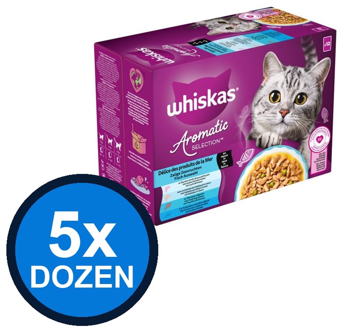 Whiskas Whiskas - Aromatic Selection 1+ Pouch Adult Saus Seafood Sel Multipack (12x85g) - Kattenvoer Natvoer - 1.02 kg