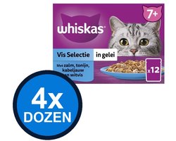 4x Whiskas - 7+ Pouch Senior Gelei Vis Selectie Multipack (12x85g) - Kattenvoer Natvoer - 1.02 kg