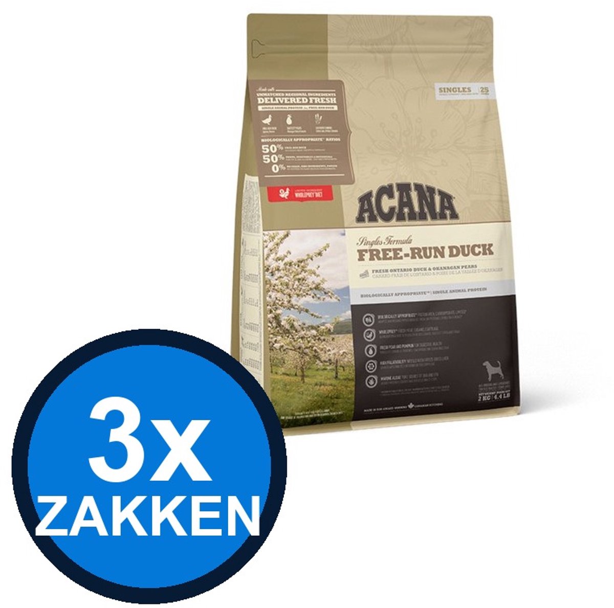 Acana Acana - Singles Free-run Duck - Hondenvoer Droogvoer - 2 kg