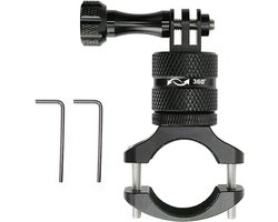 Aluminium stuurbevestiging voor sportcamera’s met 360 graden rotatie, geschikt voor fiets en motor, inclusief bevestigingsriem en adapter voor dynamische actie-opnames