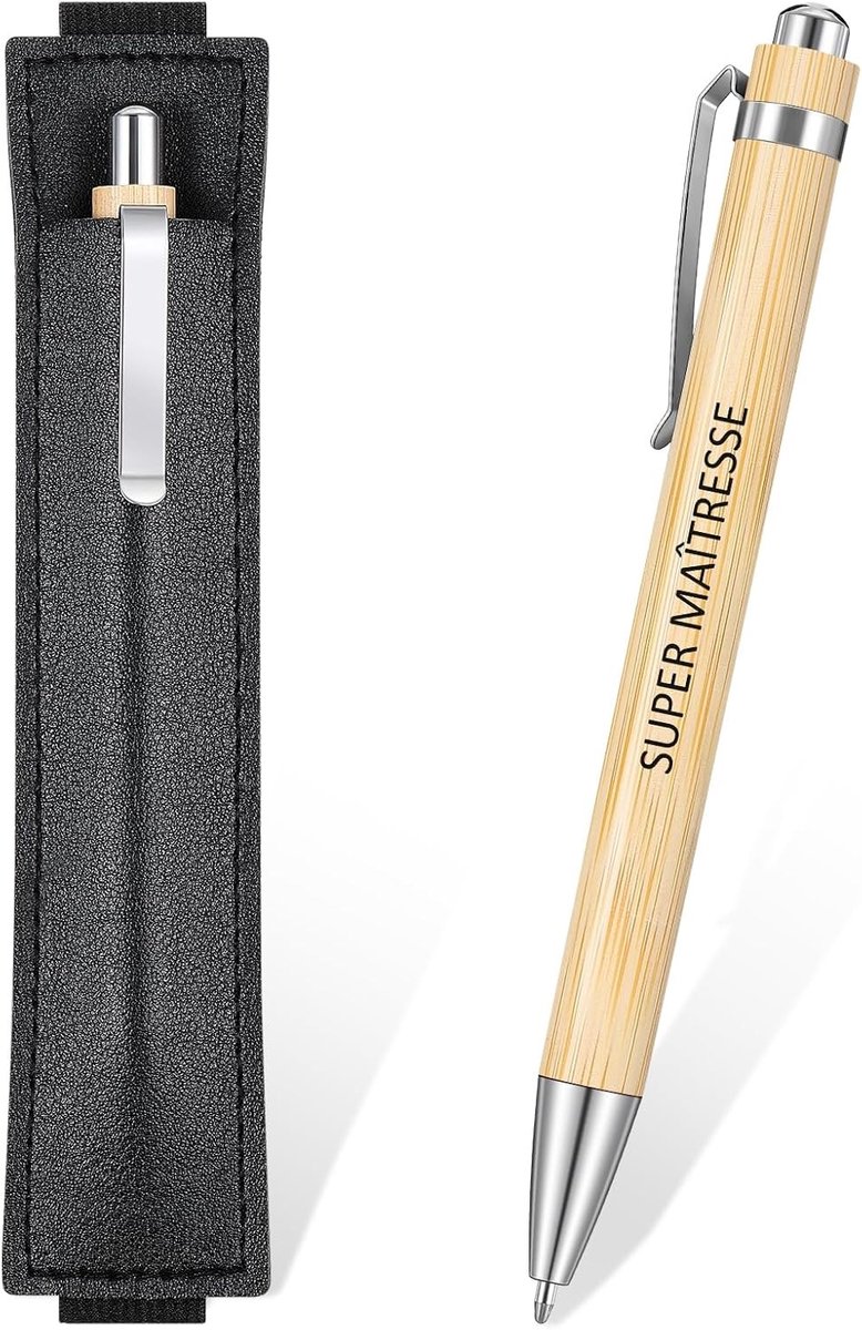 Elegante Houten Balpen met Leren Etui - Perfect Afscheidskado voor Leraren en Collega's, Ideaal voor Elke Gelegenheid