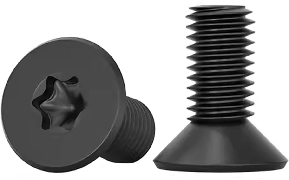 Pack van 10 M8 x 12mm verzonken Torx-schroeven van roestvrij staal, mechanische bouten voor machines, volledige schroefdraad en zwarte afwerking