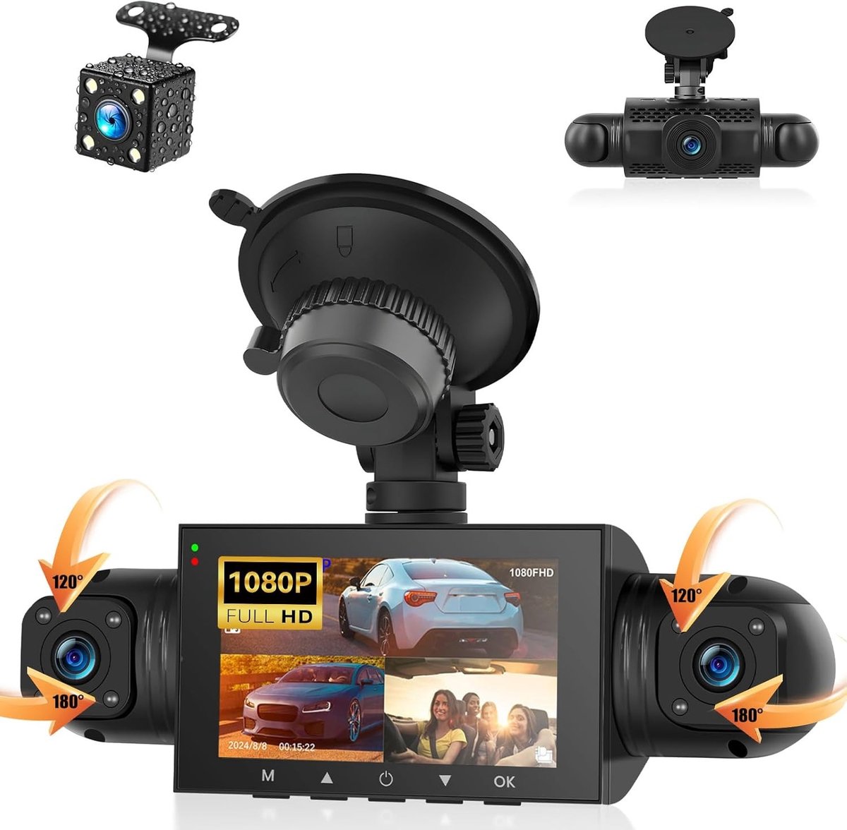 360° Dashcam voor Auto - HD 1080p - 4-camera Systeem - Nachtzicht met IR-leds - Voor Alle Voertuigen