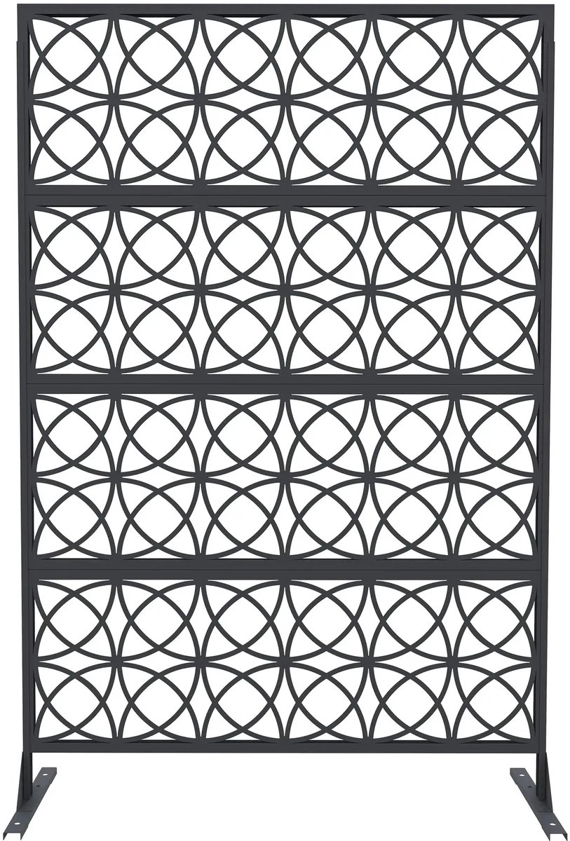 RosaBloom Luxe Privacy Scherm - Ruimteverdeler - Tuinafscheiding - Elegant Geometrisch Patroon - Onderhoudsvrij - 117x180cm - Metaal - Zwart