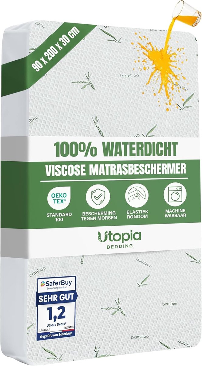 Matrasbeschermer - Viscose - Waterdicht - Ademend - Voor Matrassen tot 30 cm