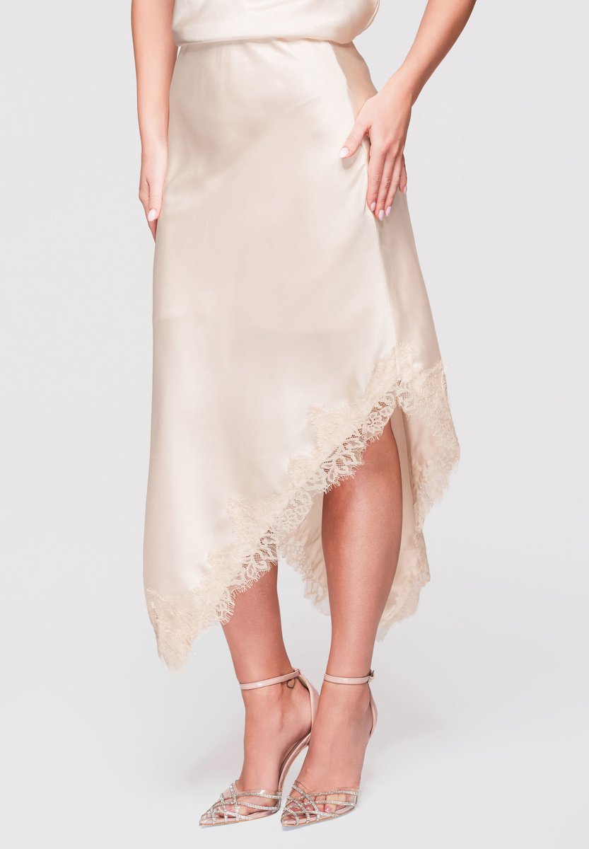 OMBRE Rok - polyester - effen - rok Beige M