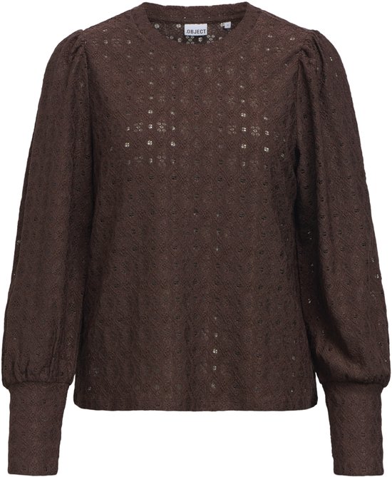 Object Objlaila L/s Re Top Noos Truien & vesten Dames - Sweater - Hoodie - Vest- Bruin - Maat M