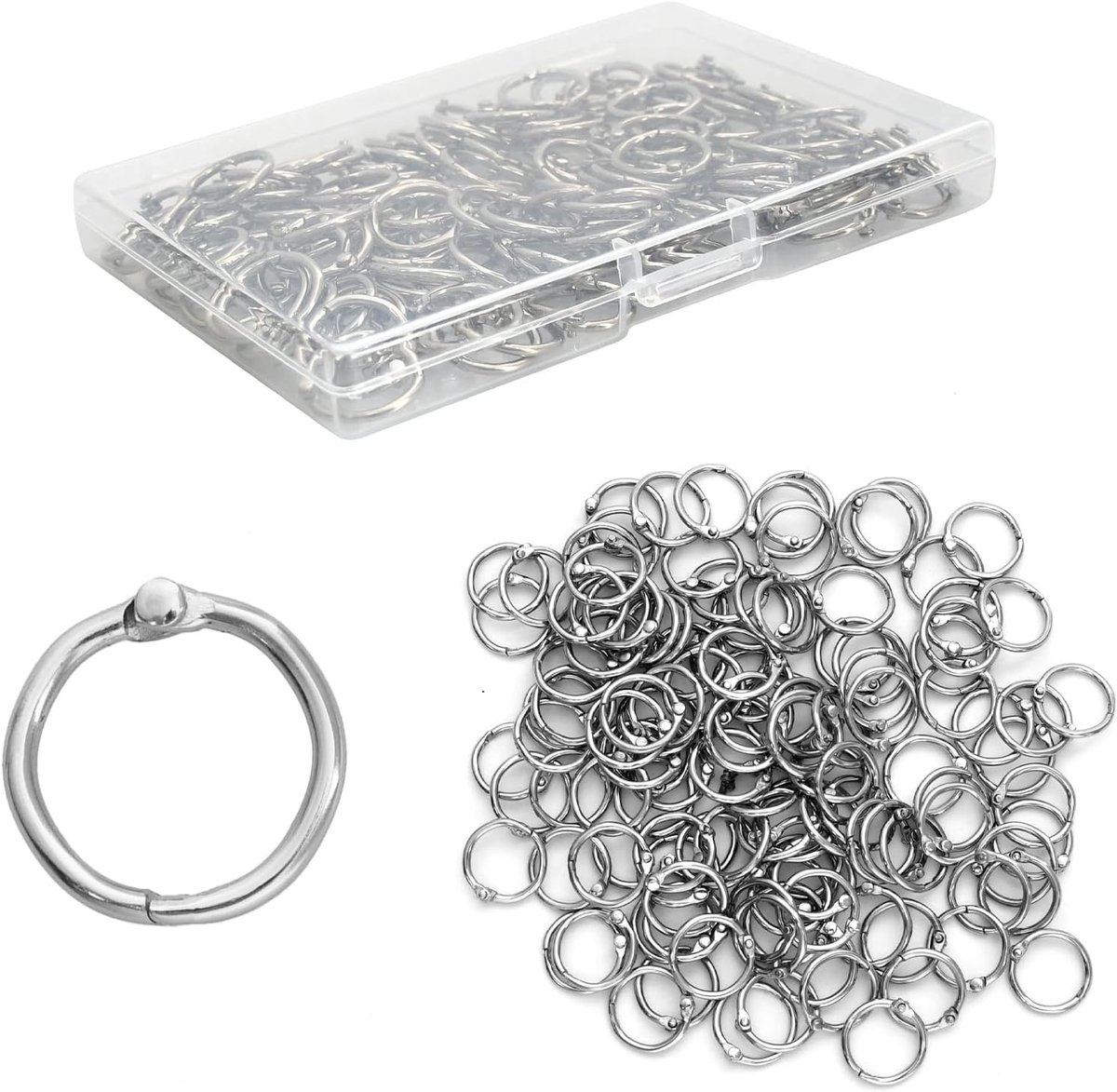 120 Stuks 15mm Binding Rings met Opbergdoos - Metalen Ringen voor Fotoalbums, Notebooks en Scrapbooks