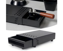 VHV - Uitklopbak - Afklopbak - Uitklopbak lade - Espresso accessoires - Koolstofstaal - Antislip - Voor koffiemachine en barista - 28CM - Zwart