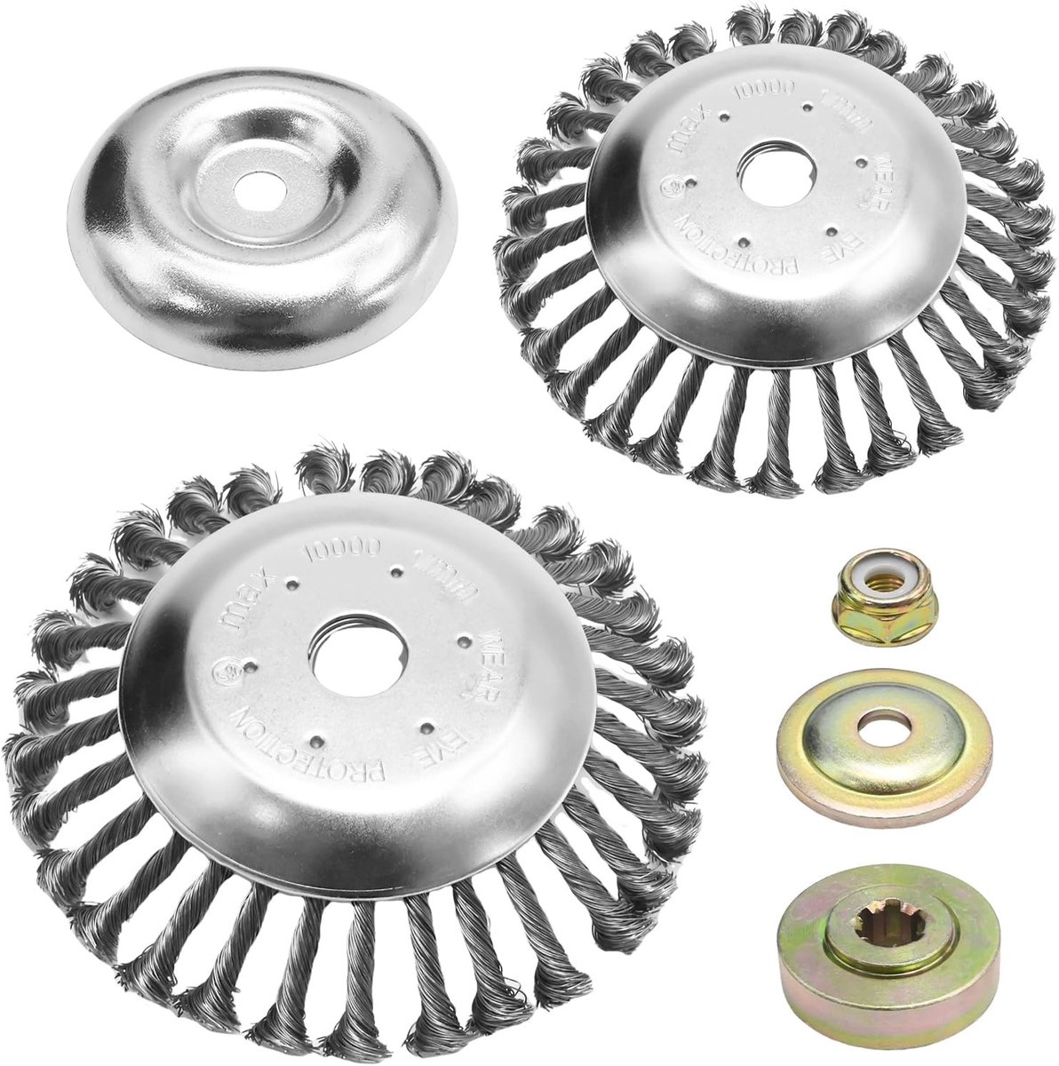 Onkruidborstelset voor Bosmaaier - Staal - 8 inch en 6 inch Draadborstels - Universele Montage - Voor Tuinonderhoud
