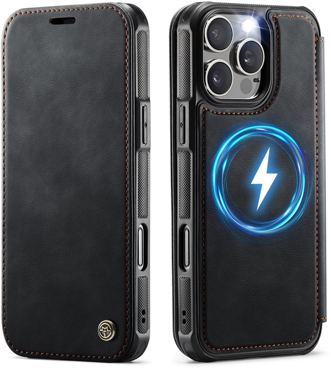 CaseMe Hoesje - Geschikt voor iPhone 16 Pro Hoesje - CaseMe 053 Slim Book Case - MagSafe Compatible - Zwart