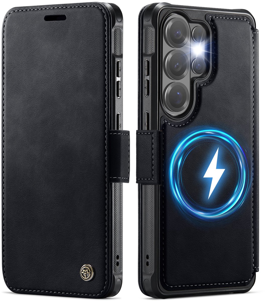 CaseMe Hoesje - Geschikt voor Samsung Galaxy S23 Ultra Hoesje - CaseMe 053 Slim Book Case - MagSafe Compatible - Zwart