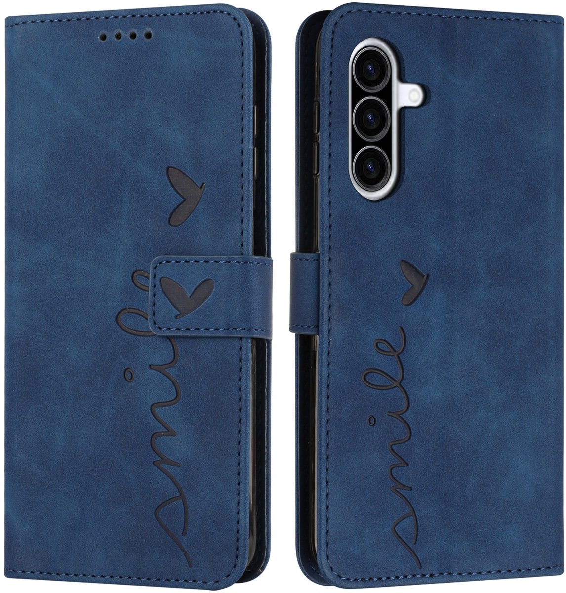 Coverup Hoesje - Geschikt voor Samsung Galaxy A27 Hoesje - Coverup Smile Book Case - Blauw