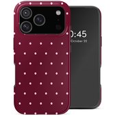 Selencia Hoesje - Geschikt voor Apple iPhone 18 Pro / 17 Pro - Backcover - Happy Dots Burgundy