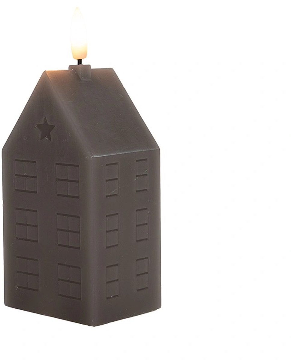 Kaars huisje wax 3d vlam 5x6x15 cm taupe Anna's Collection