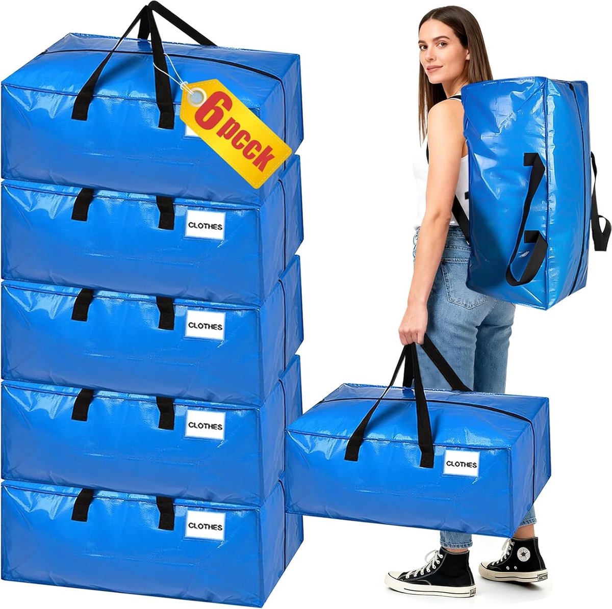 Verhuistassen - Blauw - Extra grote capaciteit - Draagbare rugzakriemen - Voor Verhuizen en Opslag