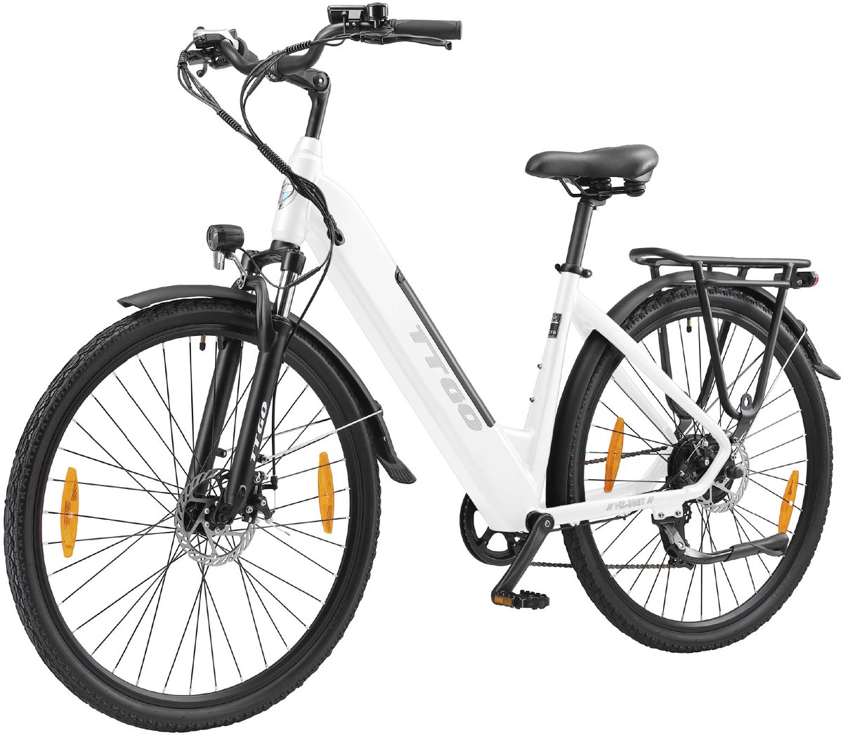 TTGO HZ-28ST E-bike - 25 km/u - 28inch - 80km actieradius - 250W motor - 36V20Ah accu - aluminium frame - Shimano 7-speed - wit