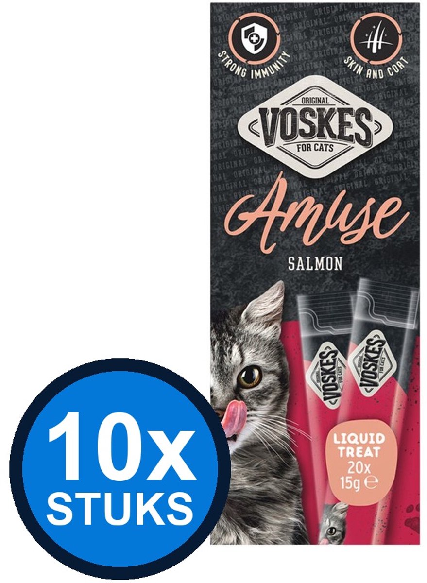 10x Voskes Amuse Liquid Treat Zalm - Kattensnack - 20x15g