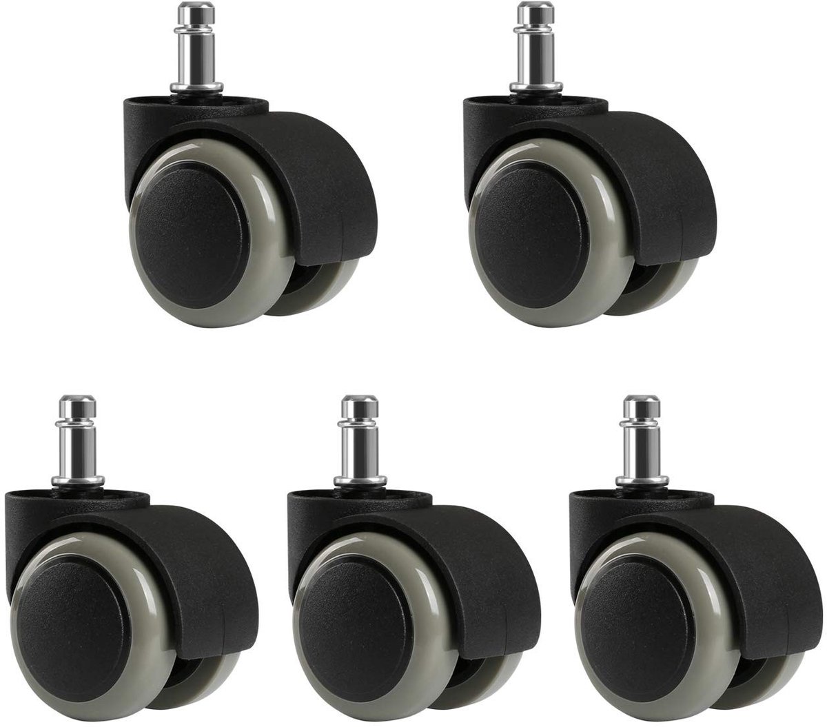Solidchoice - 5Pcs Vervangende Rollen voor Kantoorstoelen met 11mm Pinnen en Vloerbescherming